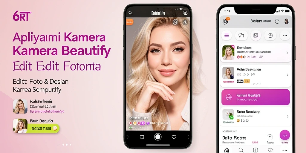 Tampilan antarmuka pengguna 6RT dengan fitur Kamera Beautify yang menarik.