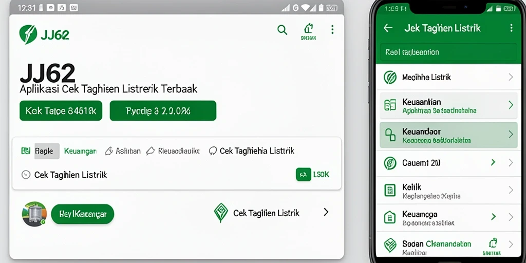 Tampilan antarmuka aplikasi JJ62 untuk cek tagihan listrik.