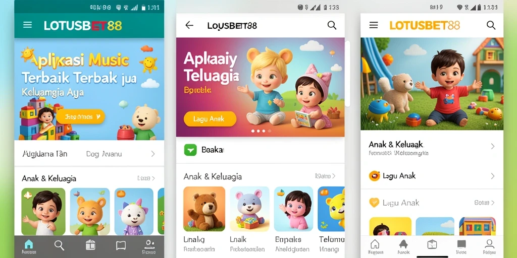 Antarmuka LOTUSBET88 yang ceria dan penuh warna untuk anak-anak.